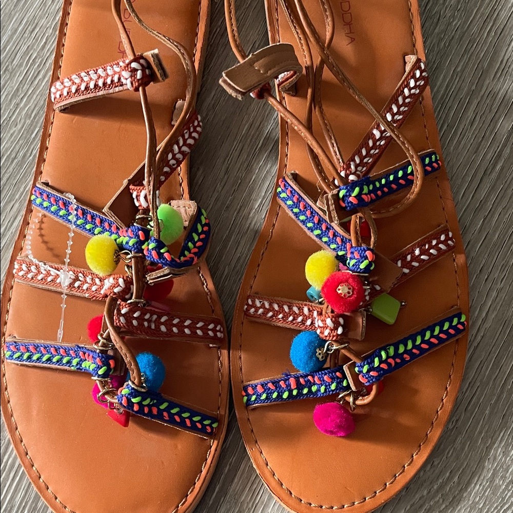 Big Buddha Multicolor Pom Pom Wrap Sandals - Picture 3 of 4